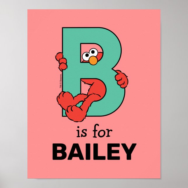 Póster Elmo Alphabet | B VERDE AZULADAS (Frente)