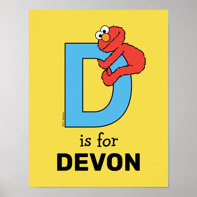 Póster Elmo Alphabet | D Azul (Frente)