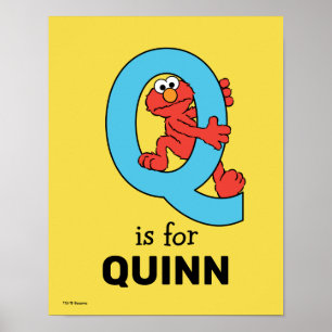 Póster Elmo Alphabet Q Azul