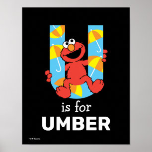 Póster Elmo Alphabet U Umbrella