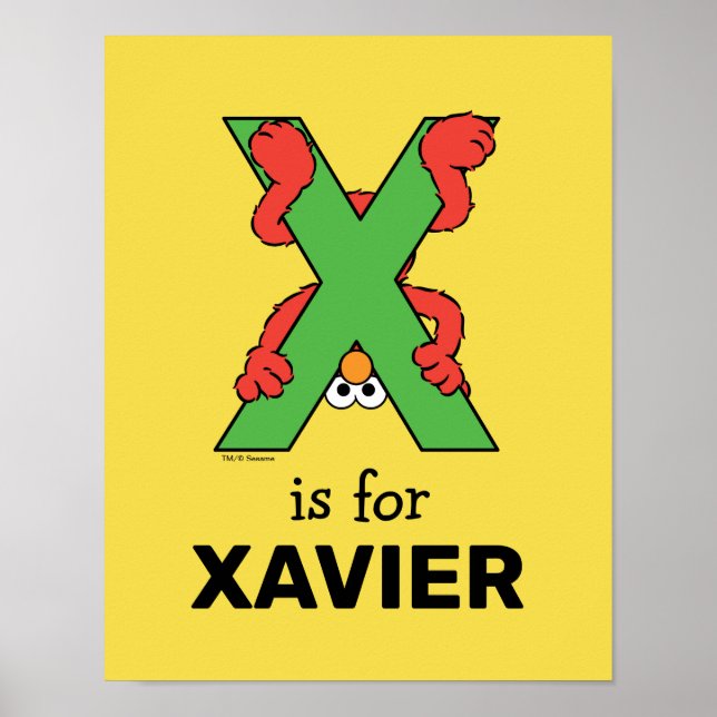 Póster Elmo Alphabet | X Verde (Frente)