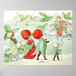 Póster Elsa Beskow Rey y Reina de la Fresa