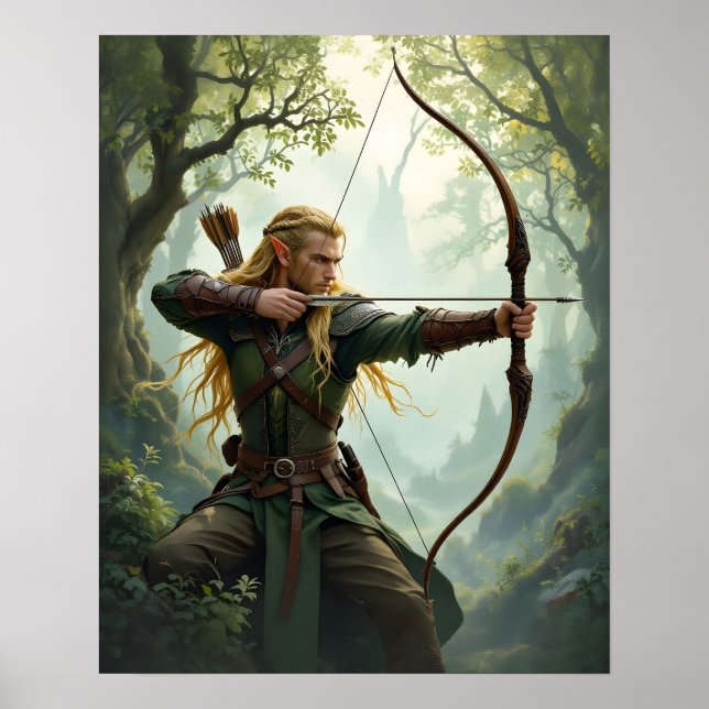 Póster Elven Archer del reino de Woodland (Frente)