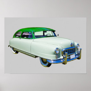 Póster Embajador 1950 de Nash coche antiguo