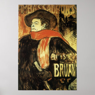 Póster Embajadores, Aristide Bruant por Toulouse Lautrec