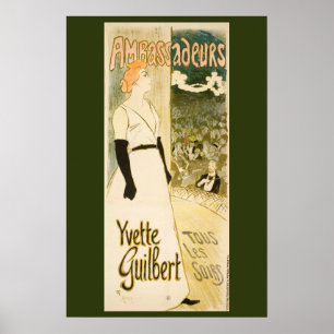 Póster Embajadores Yvette Guilbert por Theophile Steinlen