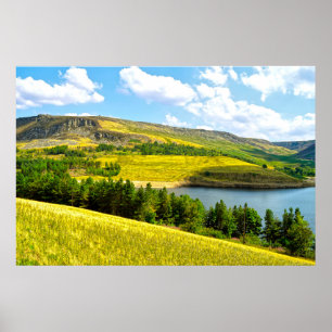 Póster Embalse de Dovestone al sol de verano