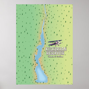 Póster embalse de Kuchurhan Ucrania y Moldavia Mapa