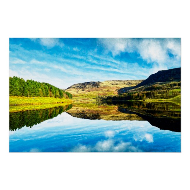 Póster Embalse Dovestone en invierno (Anverso)