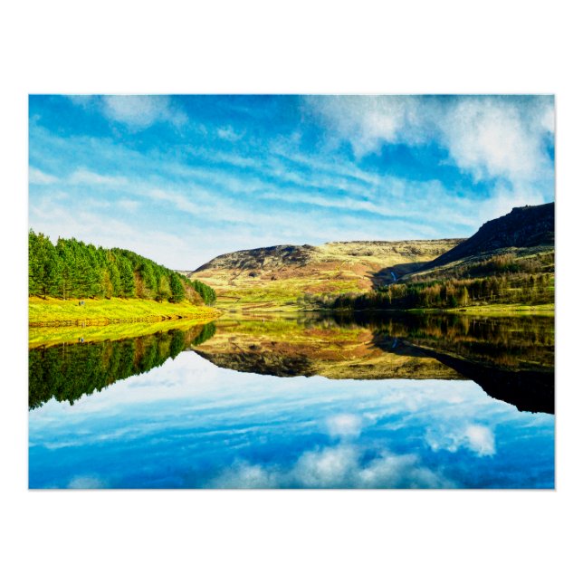 Póster Embalse Dovestone en invierno (Anverso)
