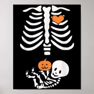 Póster Embarazo De Halloween Esqueleto Corazón De Bebé Ma