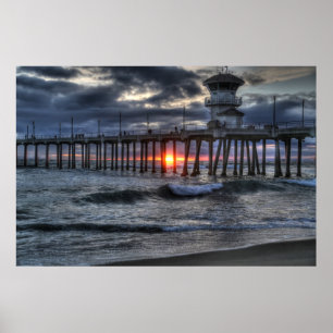 Póster Embarcadero de Huntington Beach de la tormenta de