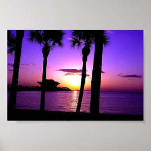 Póster Embarcadero de St Petersburg - puesta del sol