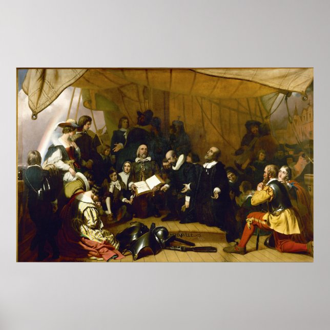 Póster Embarcadura de los peregrinos por Robert W. Weir (Frente)