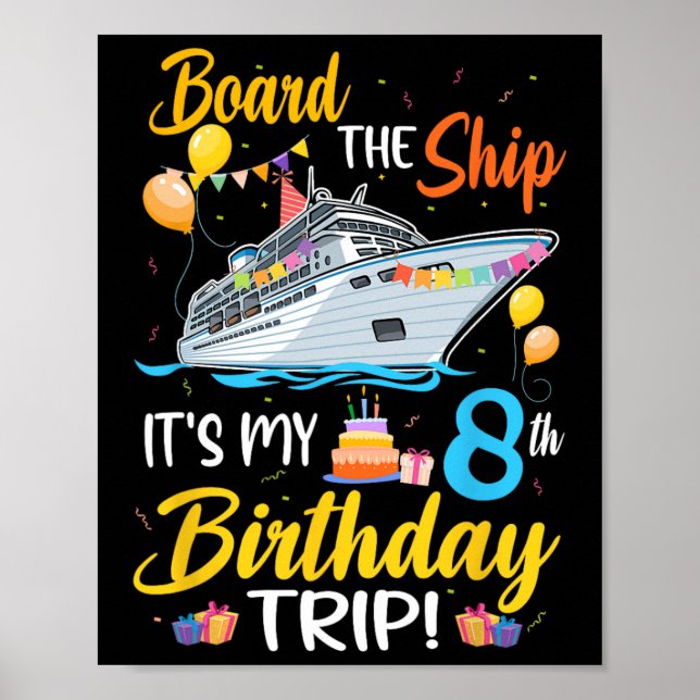 Póster Embarcar en el barco es mi viaje de cumpleaños núm (Frente)