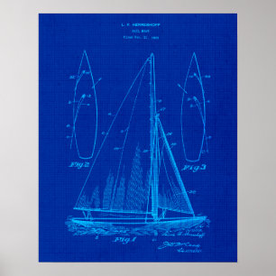 Póster Embarque en barco de vela número 1 Patent Blueprin