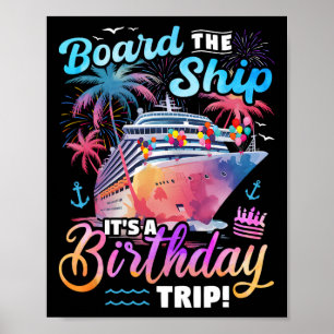 Póster Embarque en el barco es una excursión de cumpleaño