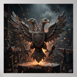 Póster Emblema de águila de hierro de estilo industrial a