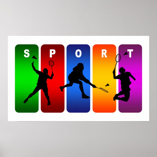Póster Emblema de Badminton Multicolor (Frente)