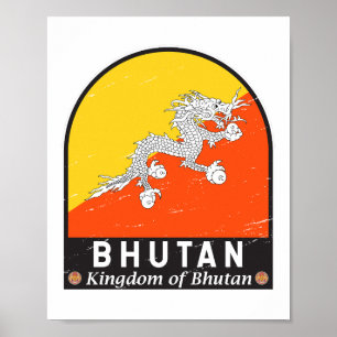 Póster Emblema de bandera butanesa con mal sabor