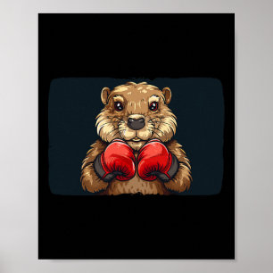 Póster Emblema de castor de boxeo para una aplicación fue
