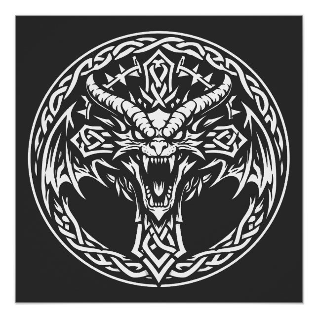Póster Emblema de Dragón Celta por BurnsInHell (Anverso)