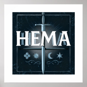 Póster Emblema de Espada Medieval HEMA – Estilo Grafiti A