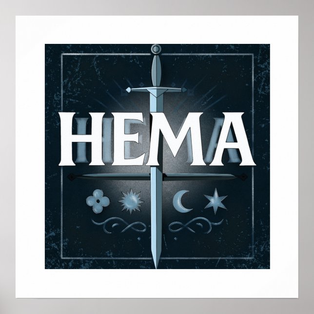 Póster Emblema de Espada Medieval HEMA – Estilo Grafiti A (Frente)