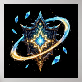 Póster Emblema de fantasía con cuchillas flotantes – Ener