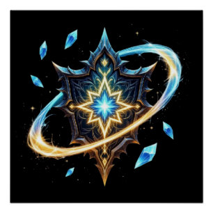 Póster Emblema de fantasía con cuchillas flotantes – Ener