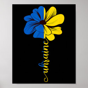 Póster Emblema de girasol de Ucrania Vintage apoyo ucrani