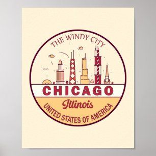 Póster Emblema de la línea aérea de Chicago Illinois