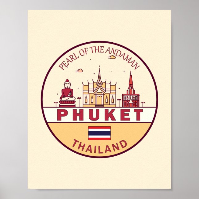 Póster Emblema de la línea aérea de Phuket Thailand City (Frente)