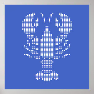 Póster Emblema de langosta pixelada en mosaico