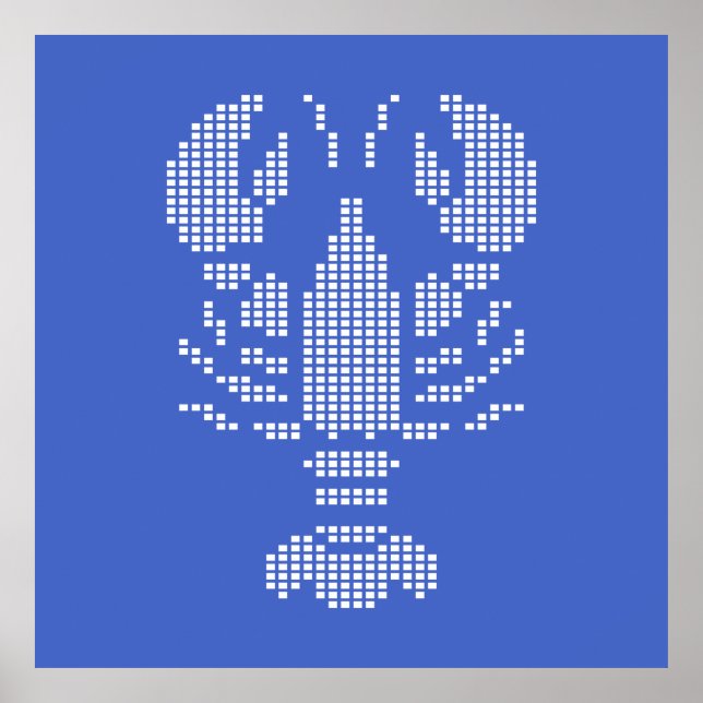 Póster Emblema de langosta pixelada en mosaico (Frente)