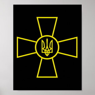 Póster Emblema de las Fuerzas Armadas de Ucrania Bandera