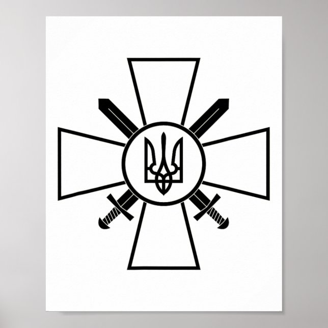 Póster Emblema de las Fuerzas Terrestres de Ucrania Ejérc (Frente)