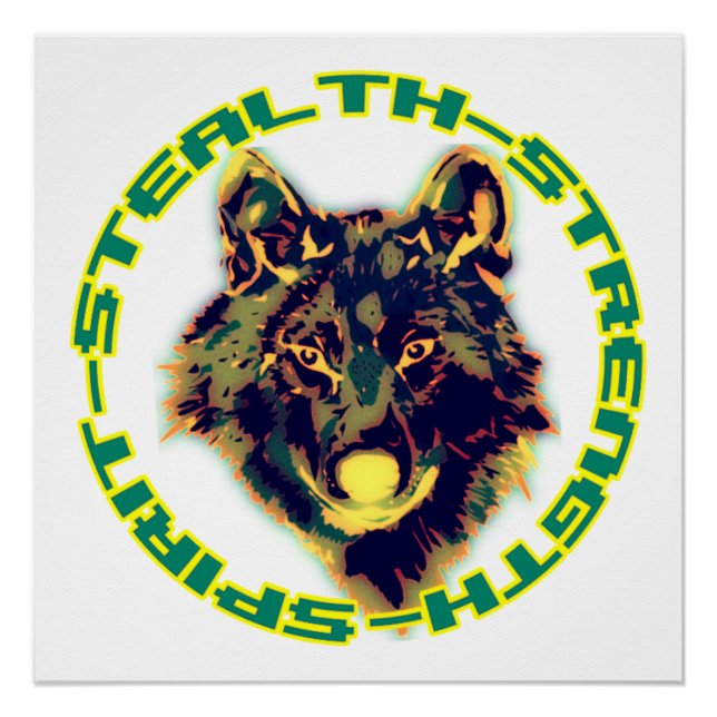 Póster emblema de lobo (Anverso)