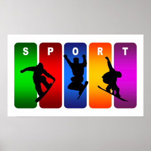 Póster Emblema de Snowboarding Multicolor