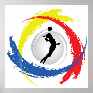 Póster Emblema de voleibol tricolor (hembra)
