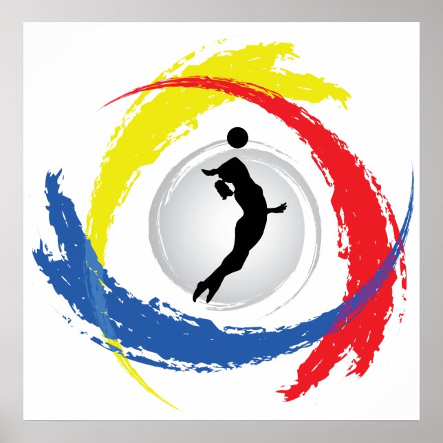 Póster Emblema de voleibol tricolor (hembra) (Frente)
