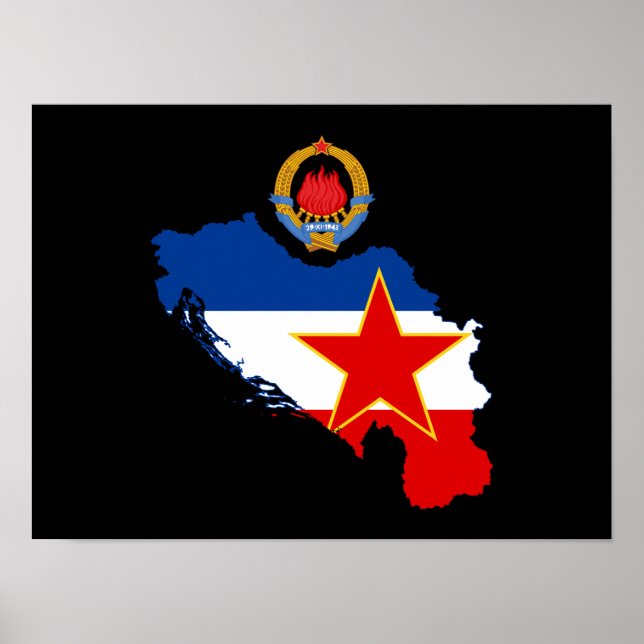 Póster Emblema de Yugoslavia - Mapa (Frente)