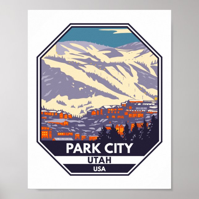 Póster Emblema del área de invierno de Park City Utah (Frente)