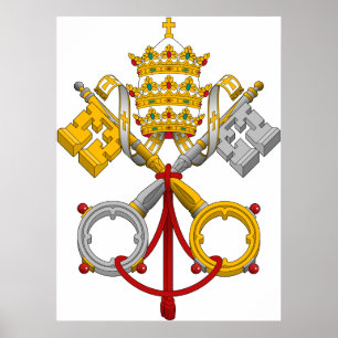 Póster Emblema del escudo de símbolos papal oficial