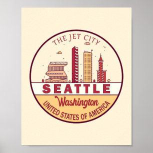 Póster Emblema del horizonte de la ciudad de Seattle, Was