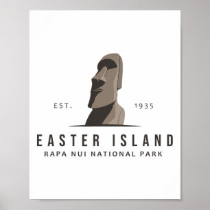 Póster Emblema del Parque Nacional Rapa Nui Isla de Pascu
