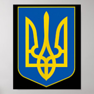 Póster Emblema del tridente ucraniano Escudo de armas Log