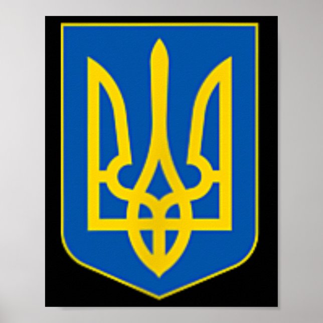 Póster Emblema del tridente ucraniano Escudo de armas Log (Frente)