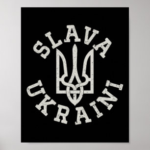 Póster Emblema del tridente ucraniano Salva Ucrania Resis