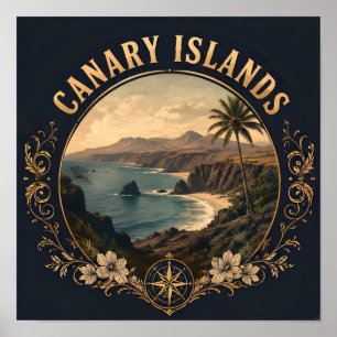 Póster Emblema Escénico de Viaje Costero de las Islas Can